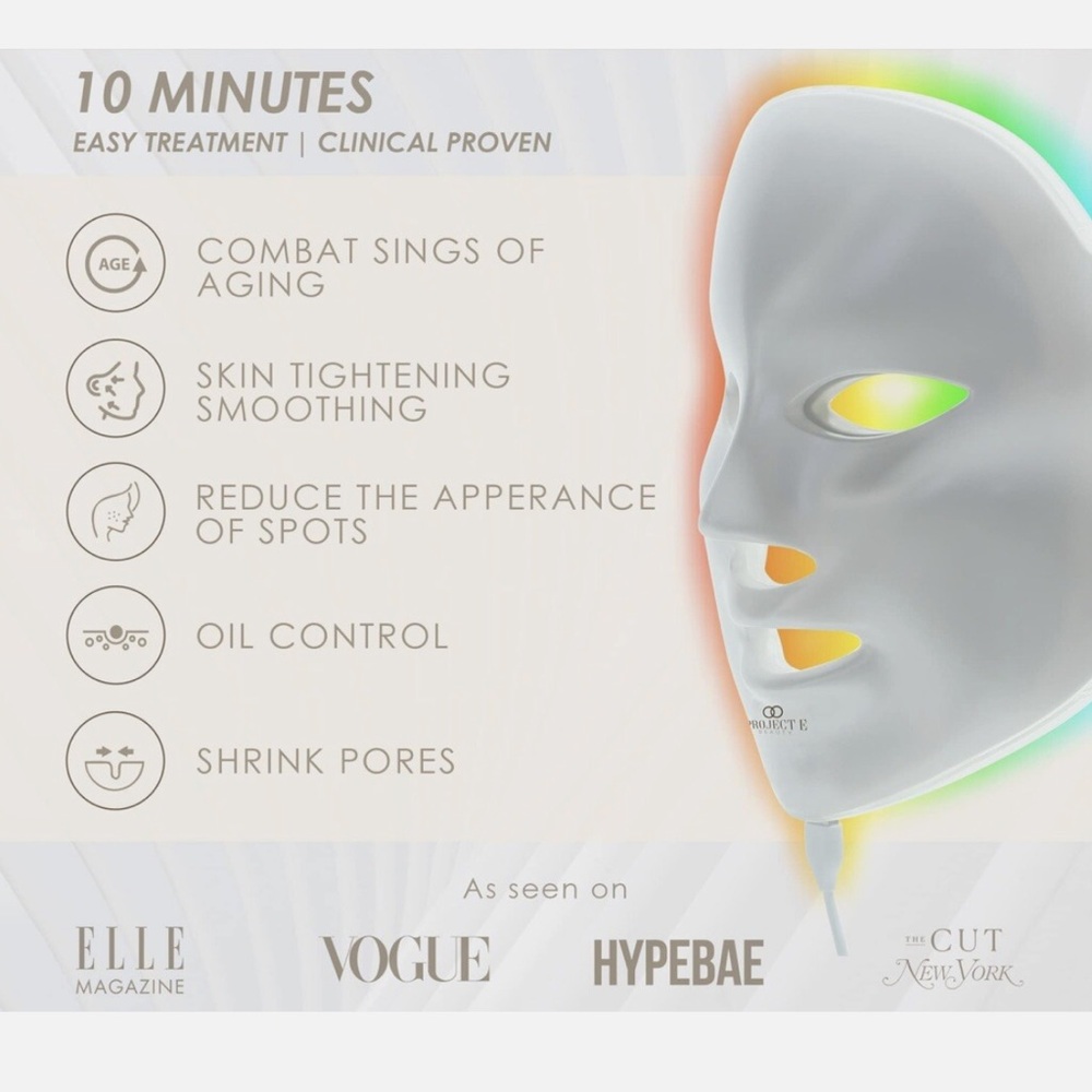 Project E Beauty LED Light Therapy Face Mask - 7 Color + Remote - Picture 3 of 6